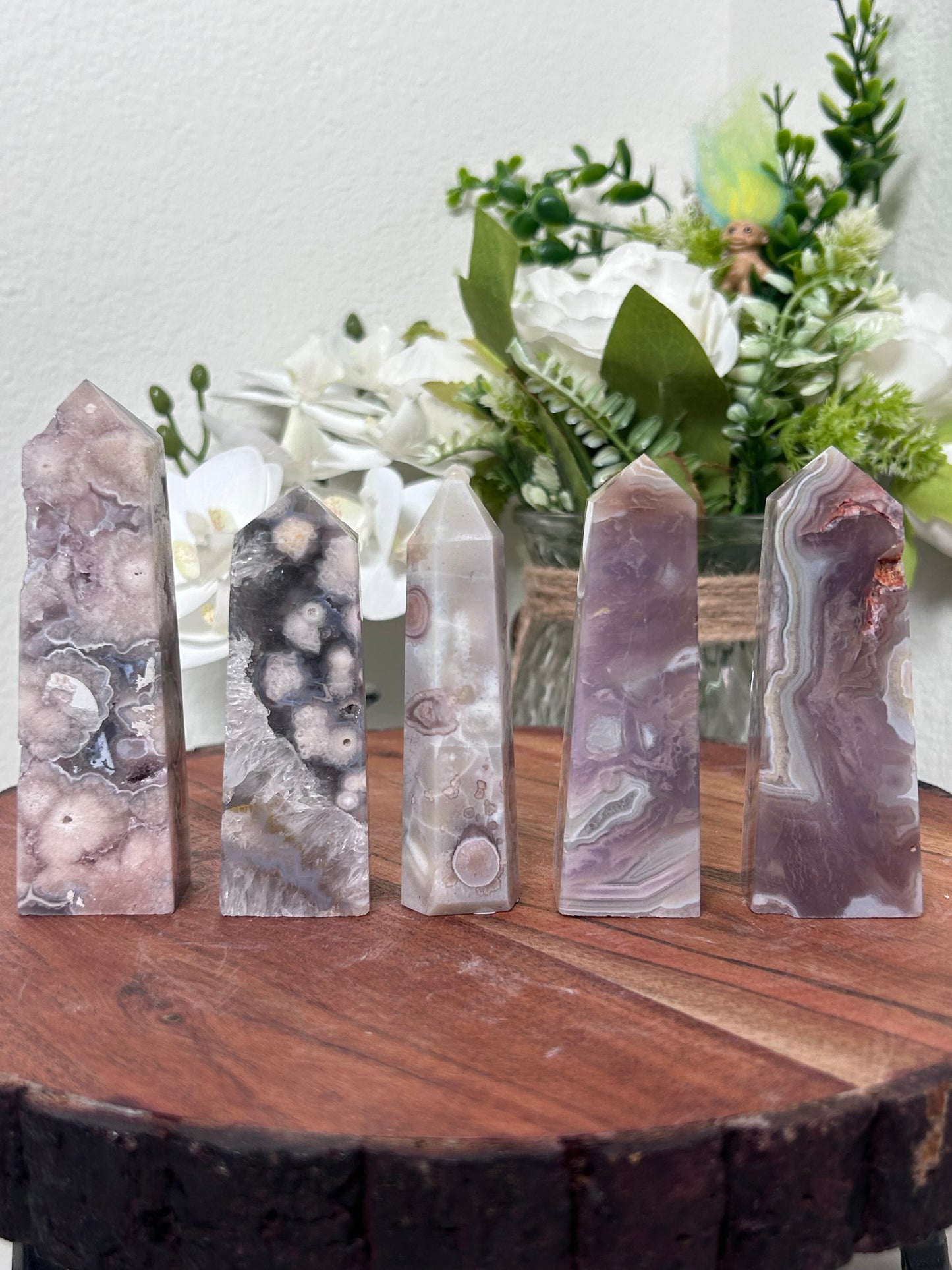 Pink Amethyst Flower Agate Towers 47, 38, 24d, 44, 48