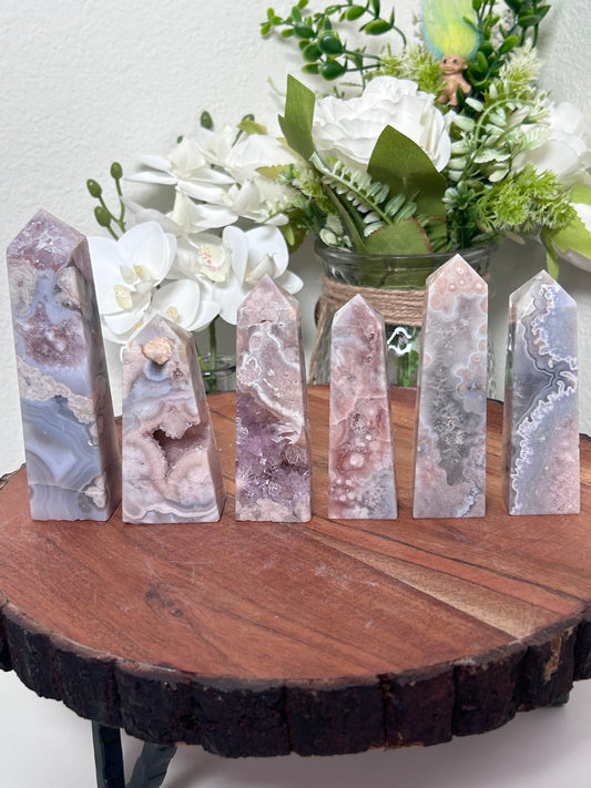 Pink Amethyst Flower Agate Towers 63b, 48a, 40, 36, 36a, 36b