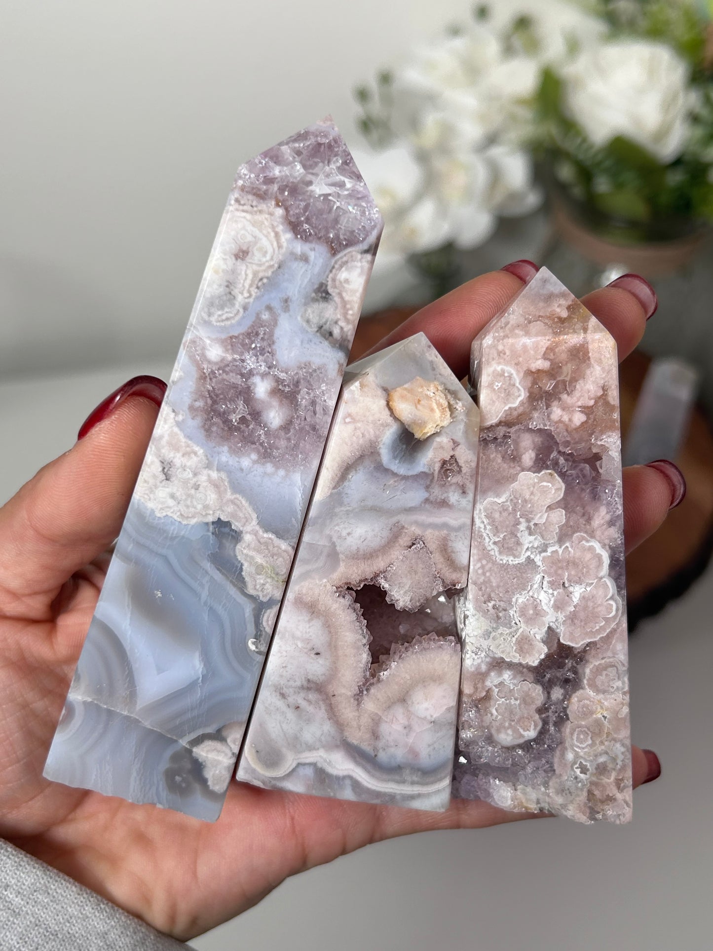 Pink Amethyst Flower Agate Towers 63b, 48a, 40, 36, 36a, 36b