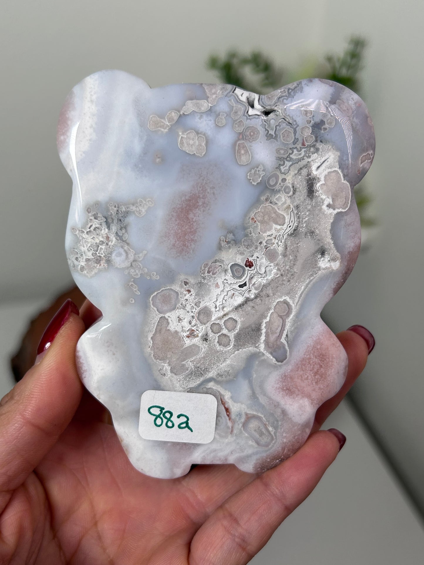 Blue Flower Agate Pink Amethyst Gummi Bear