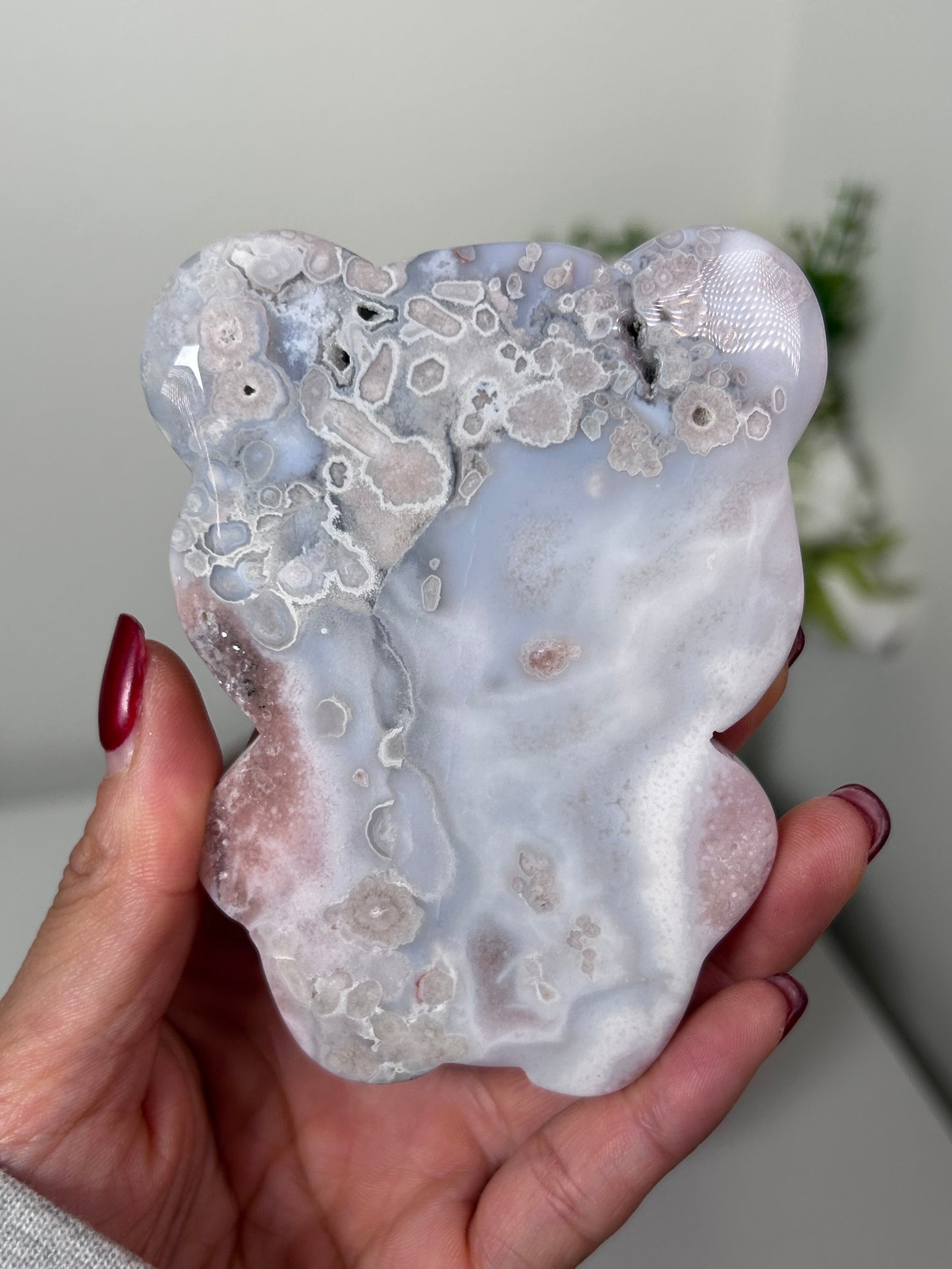 Blue Flower Agate Pink Amethyst Gummi Bear