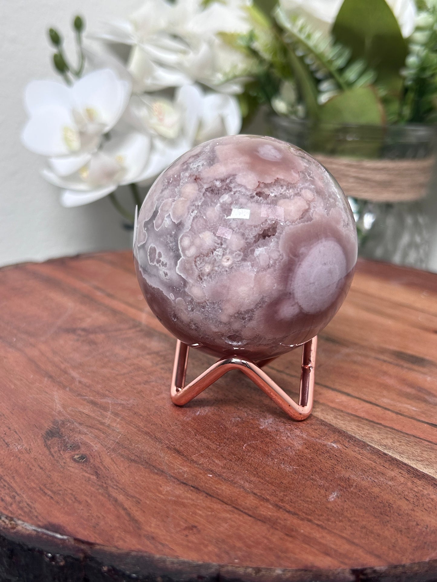 Pink Amethyst Flower Agate Sphere 90