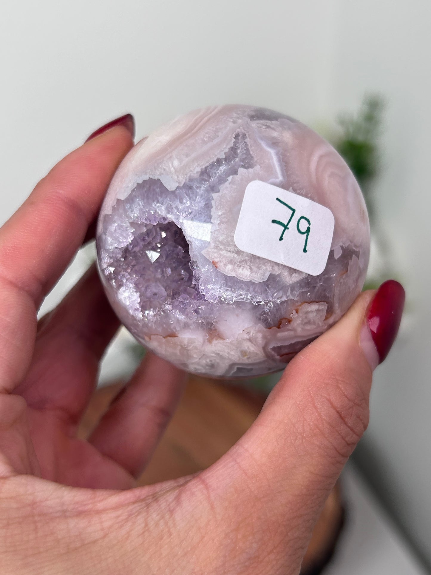 Pink Amethyst Flower Agate Sphere 79