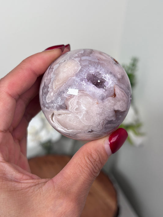 Pink Amethyst Flower Agate Sphere 79