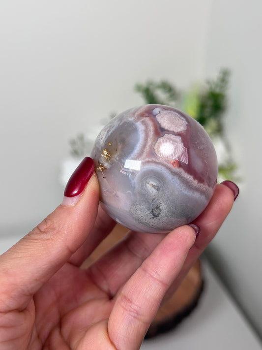 Pink Amethyst Flower Agate Sphere 56