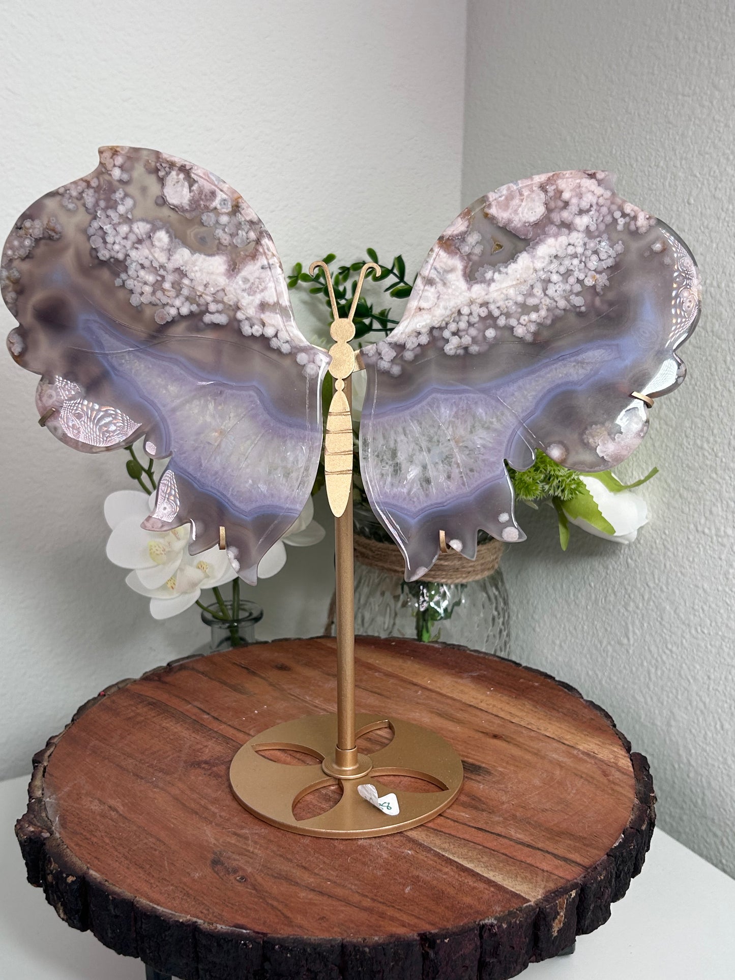 Amethyst and Black Flower Agate Butterfly Wing Set 288