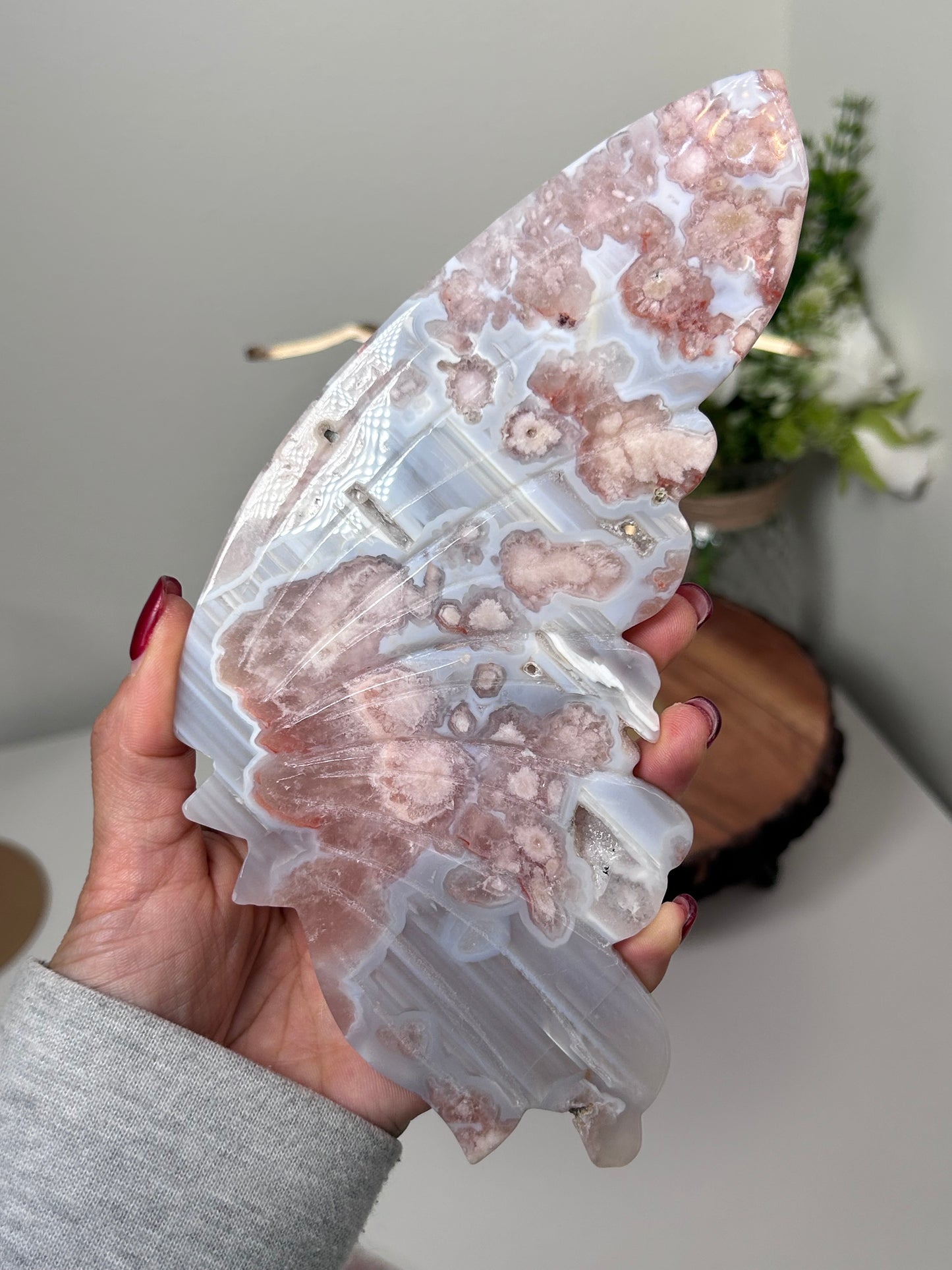 Amethyst and Black Flower Agate Butterfly Wing Set 324