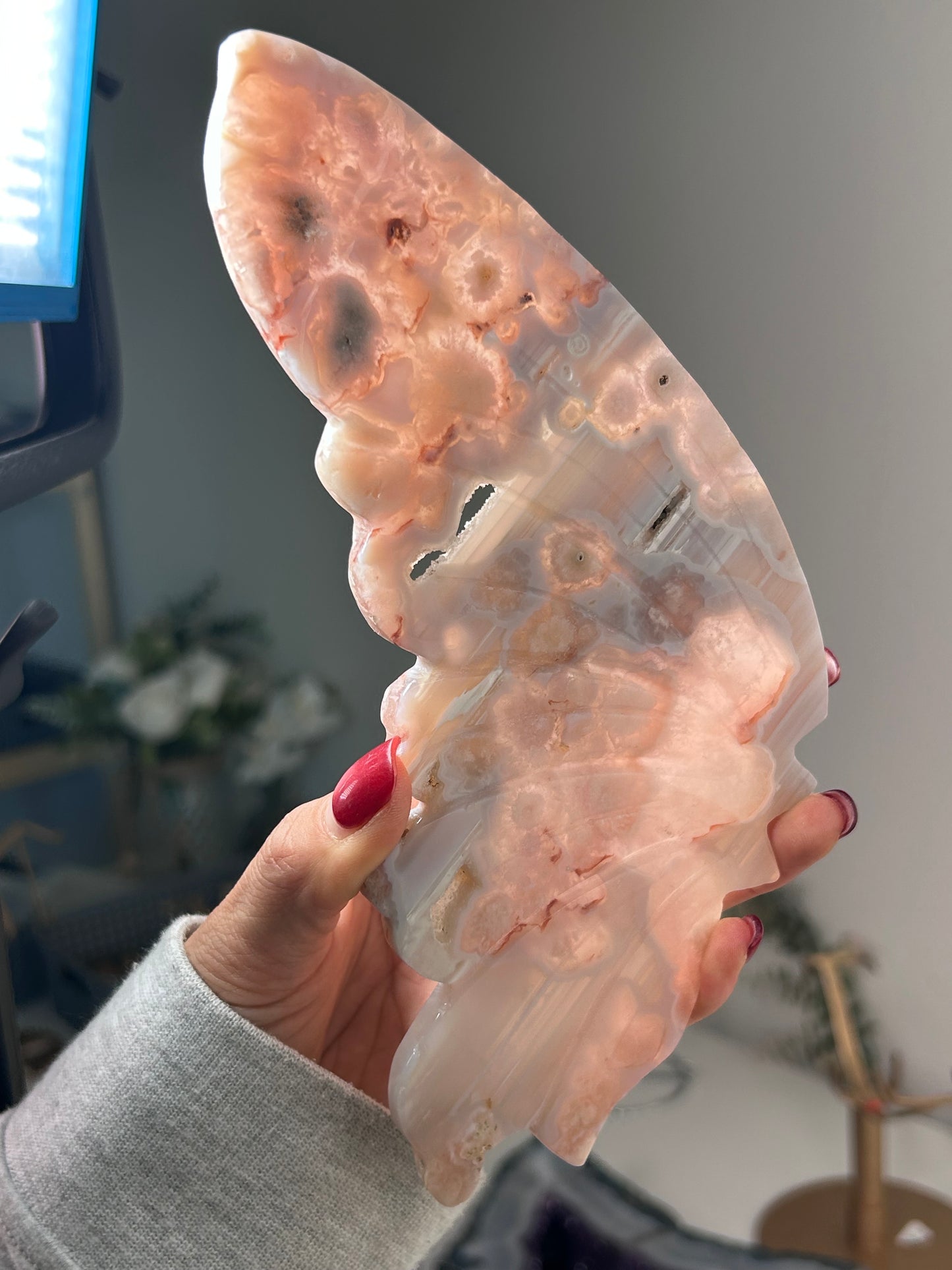 Amethyst and Black Flower Agate Butterfly Wing Set 324