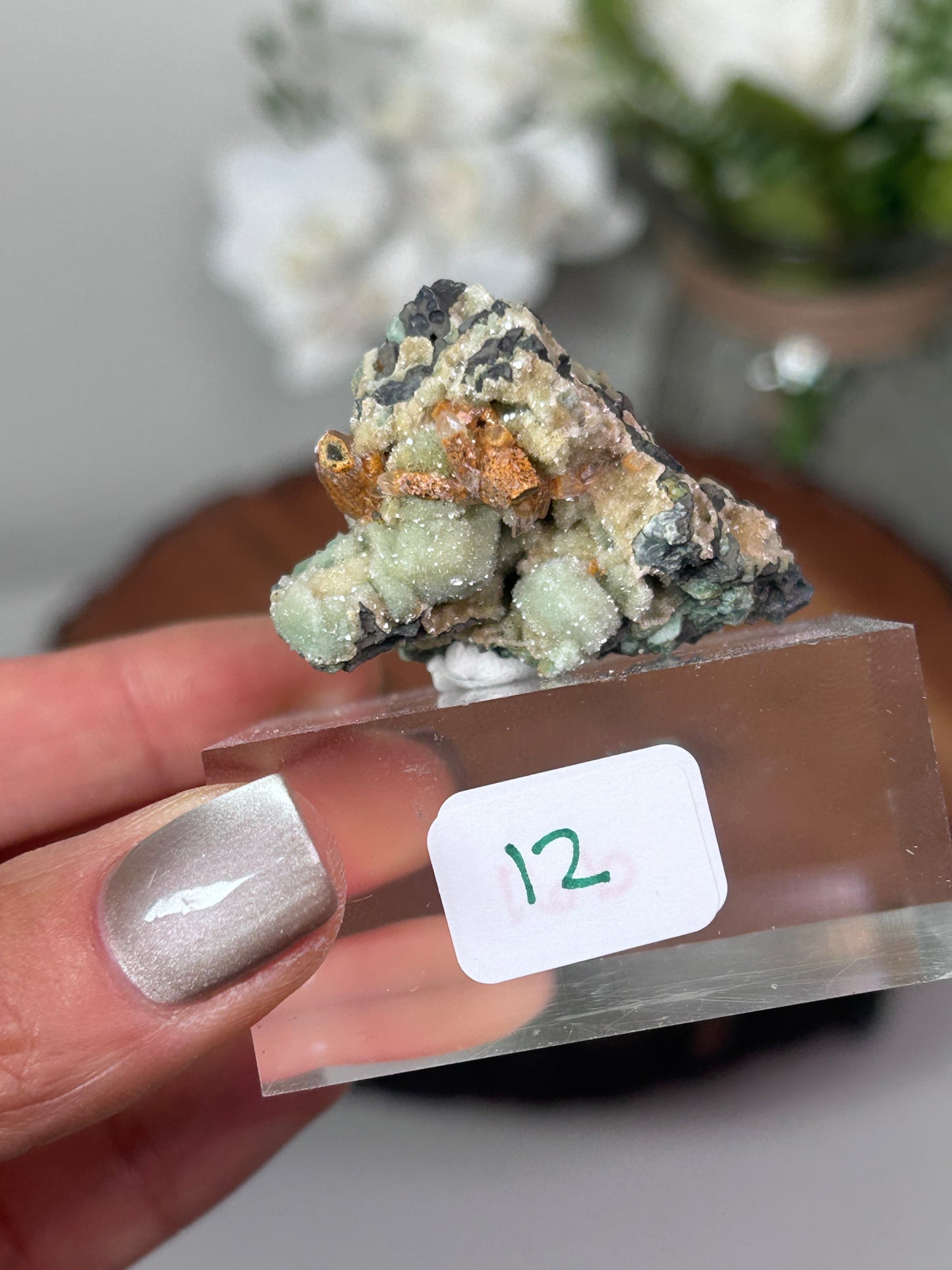 Dog Tooth Calcite with heulandite & chalcedony 12