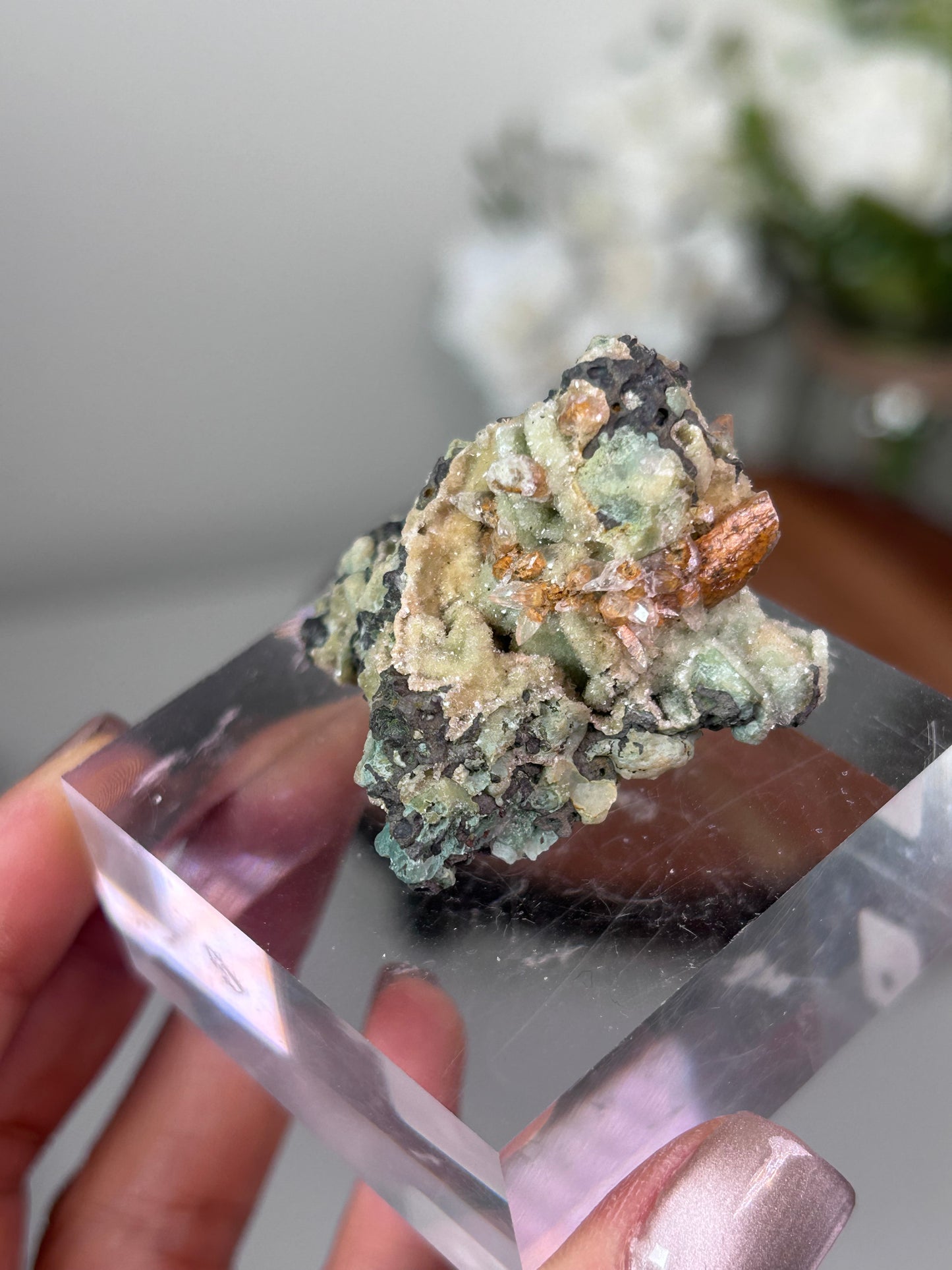 Dog Tooth Calcite with heulandite & chalcedony 12