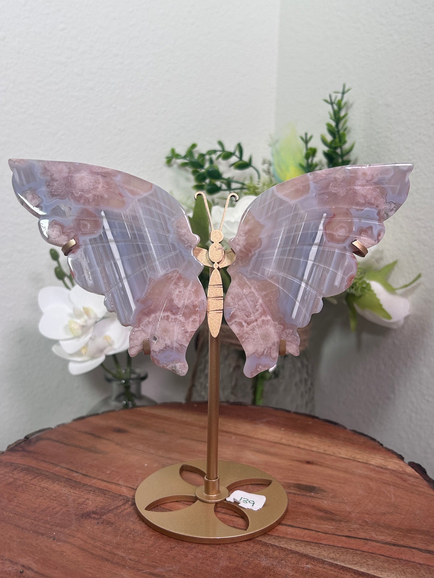 Pink Amethyst Flower Agate Butterfly Wing Set 139