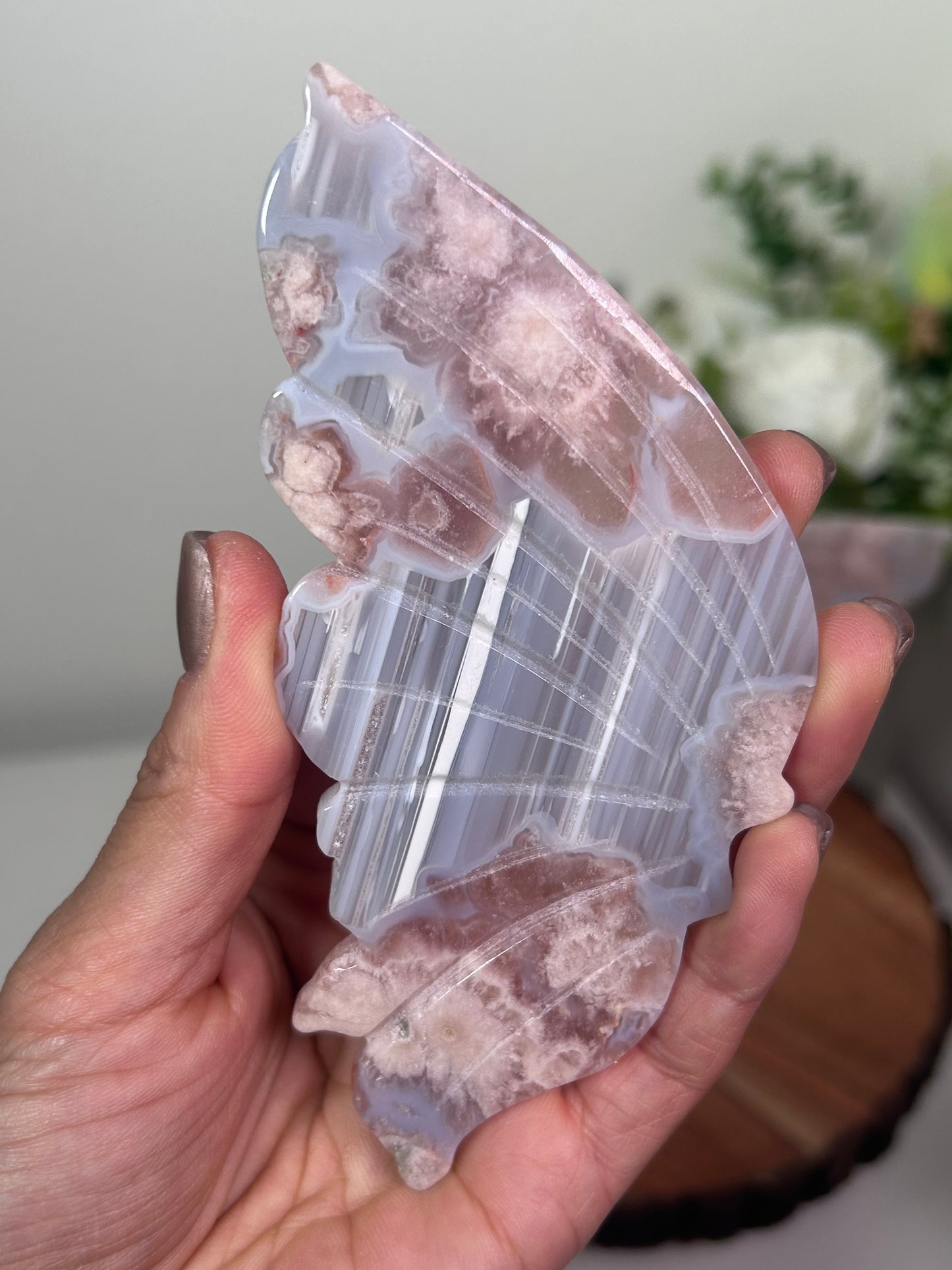 Pink Amethyst Flower Agate Butterfly Wing Set 139