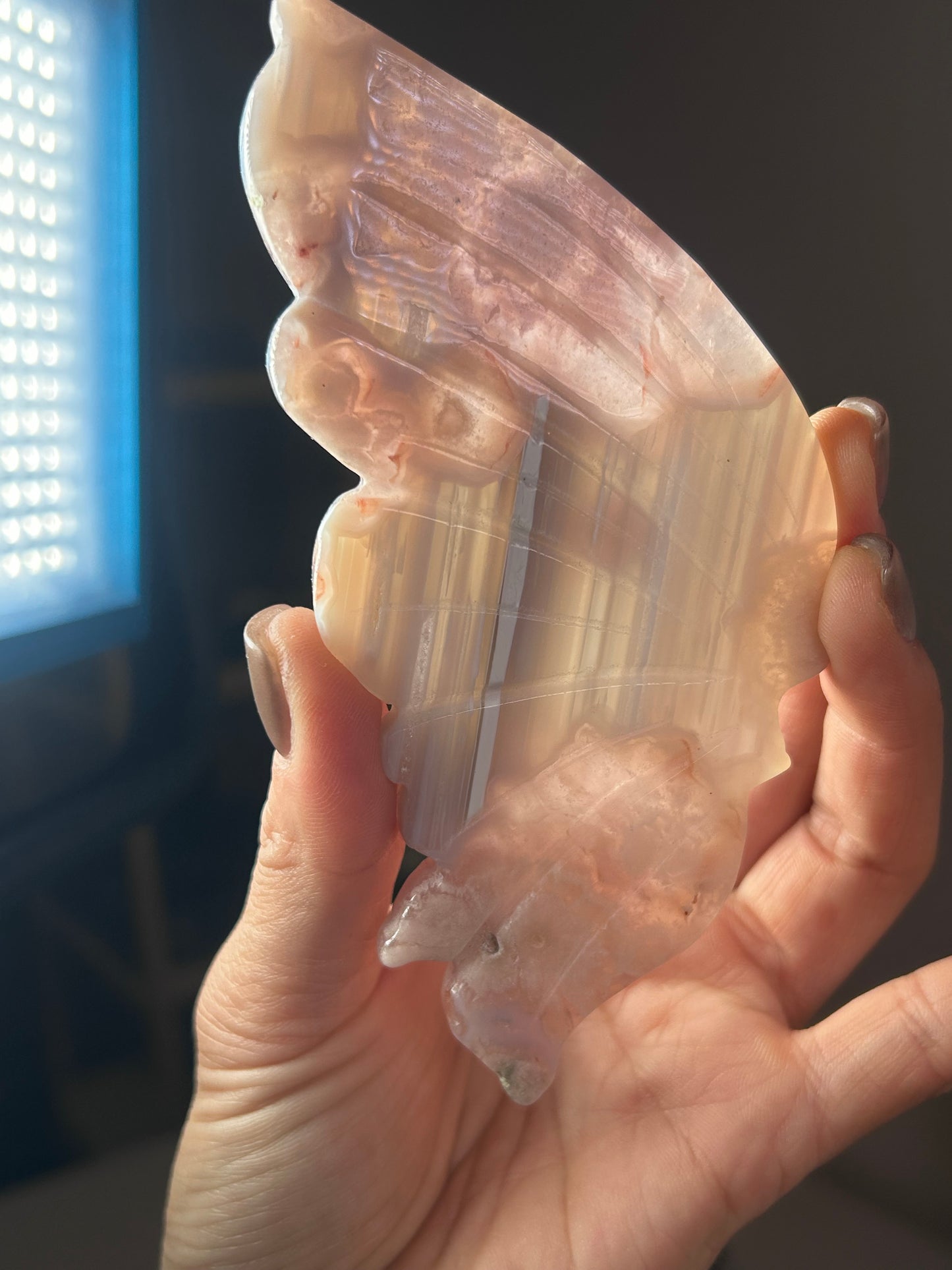 Pink Amethyst Flower Agate Butterfly Wing Set 139