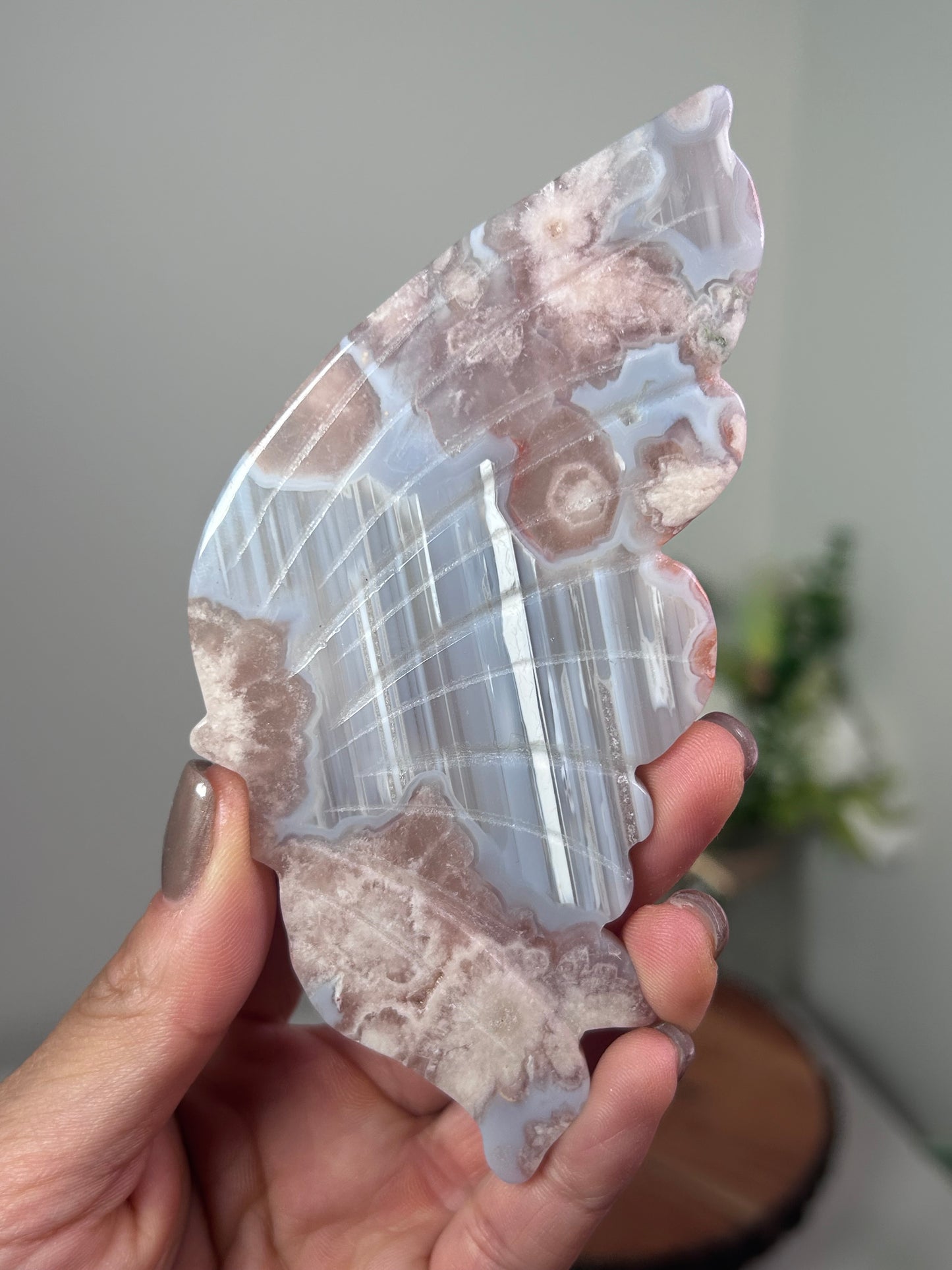 Pink Amethyst Flower Agate Butterfly Wing Set 139