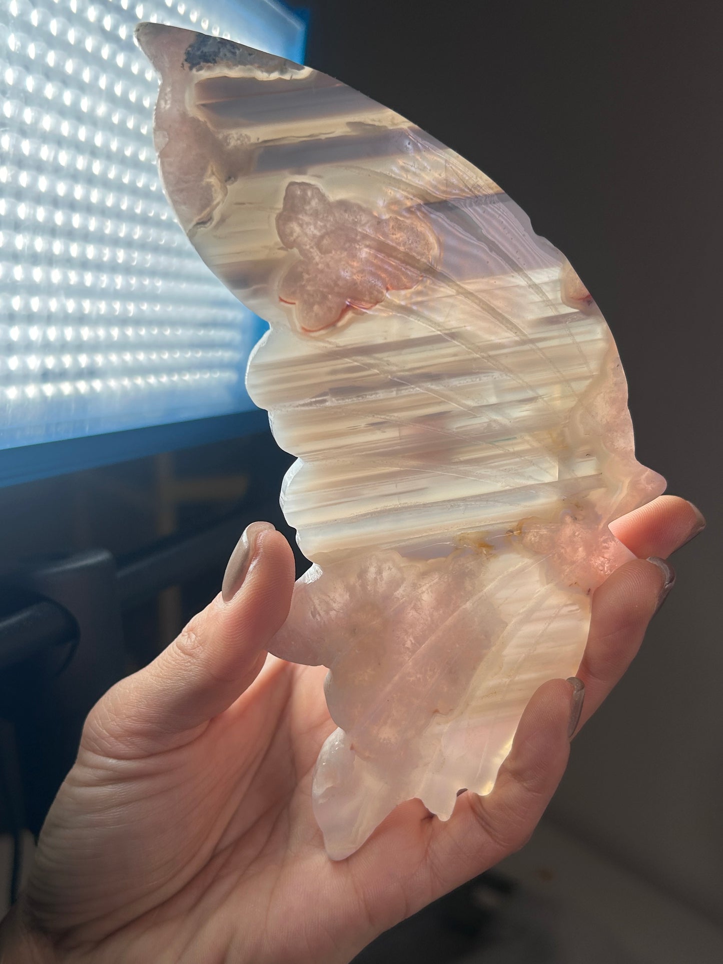 Pink Amethyst Flower Agate Butterfly Wing Set 228