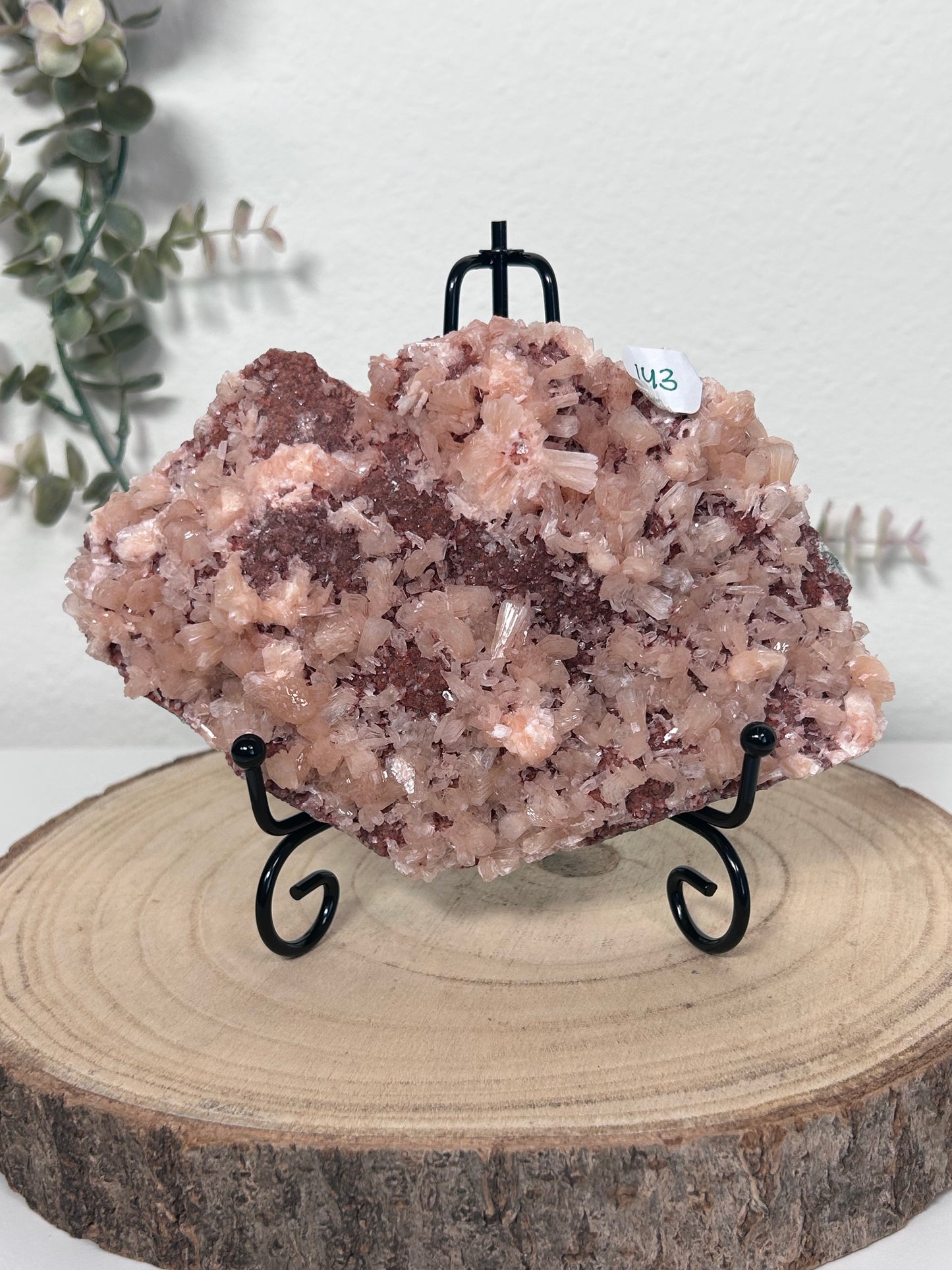 Peach Stilbite on Red Chalcedony India 143