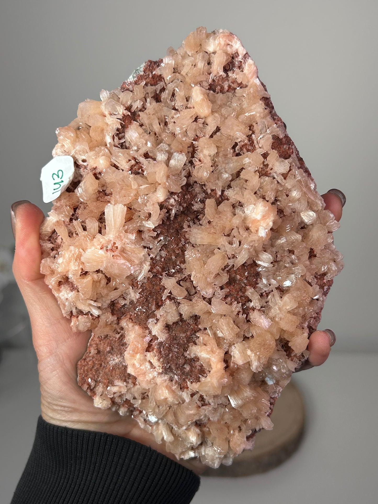 Peach Stilbite on Red Chalcedony India 143