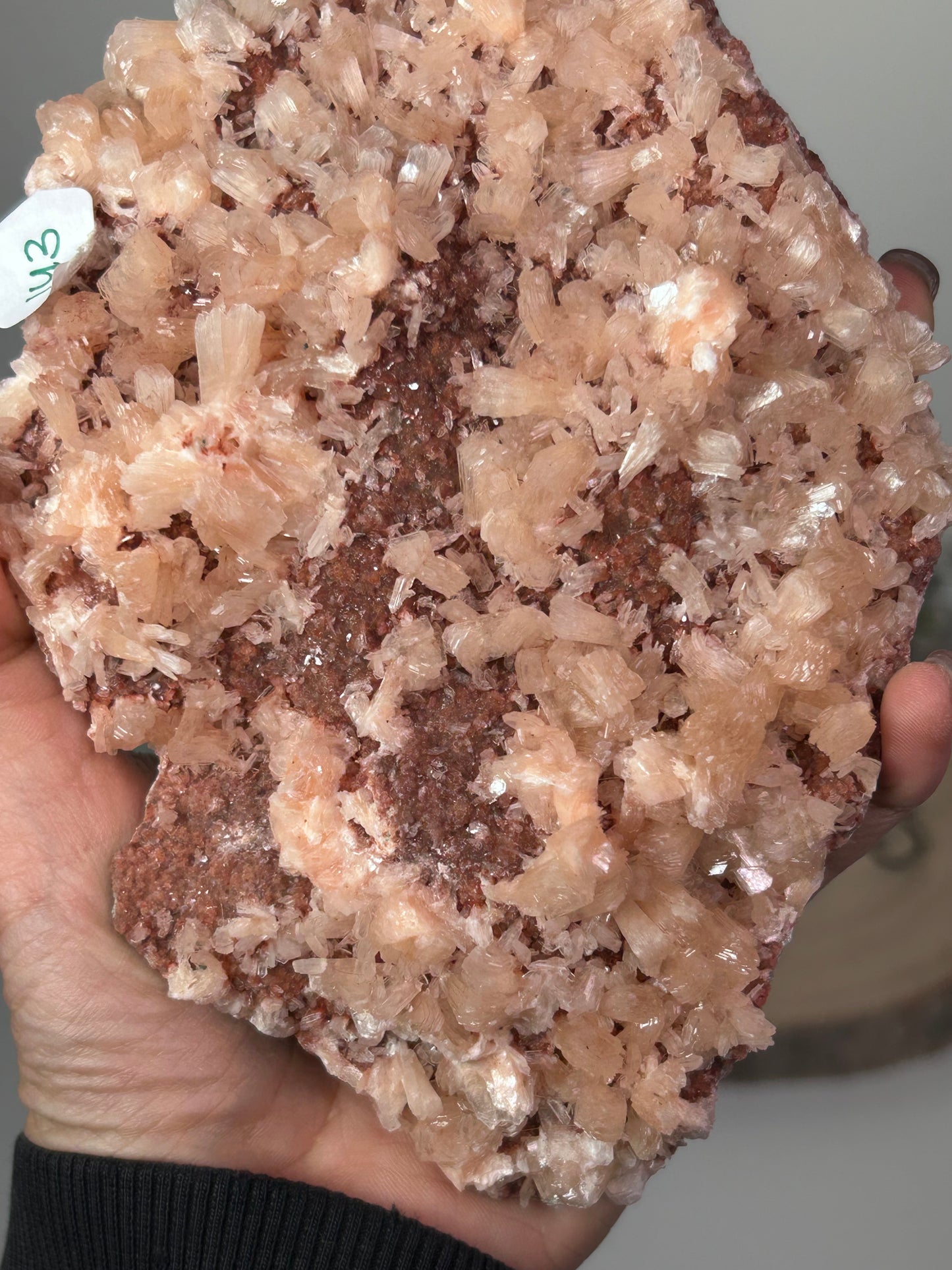 Peach Stilbite on Red Chalcedony India 143