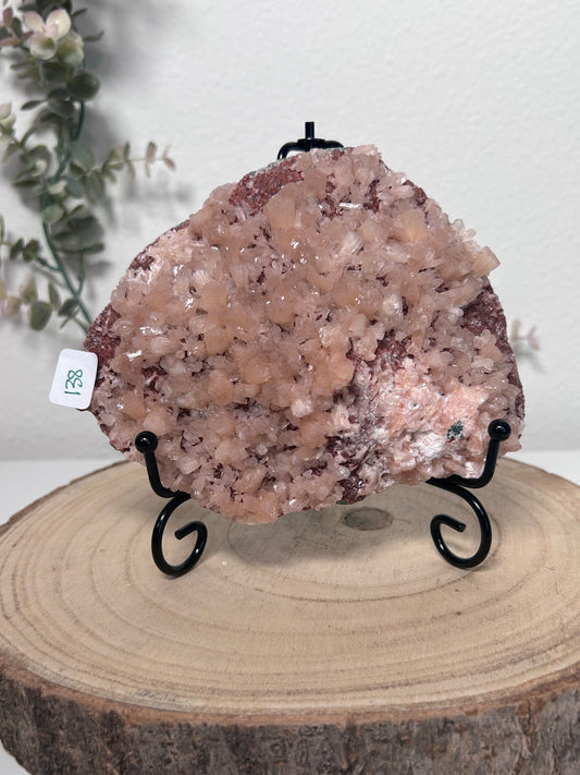 Peach Stilbite on Red Chalcedony India 138