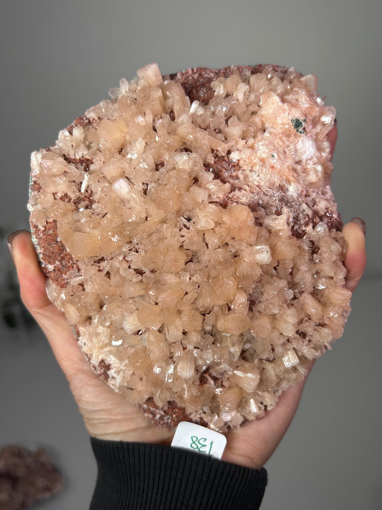 Peach Stilbite on Red Chalcedony India 138