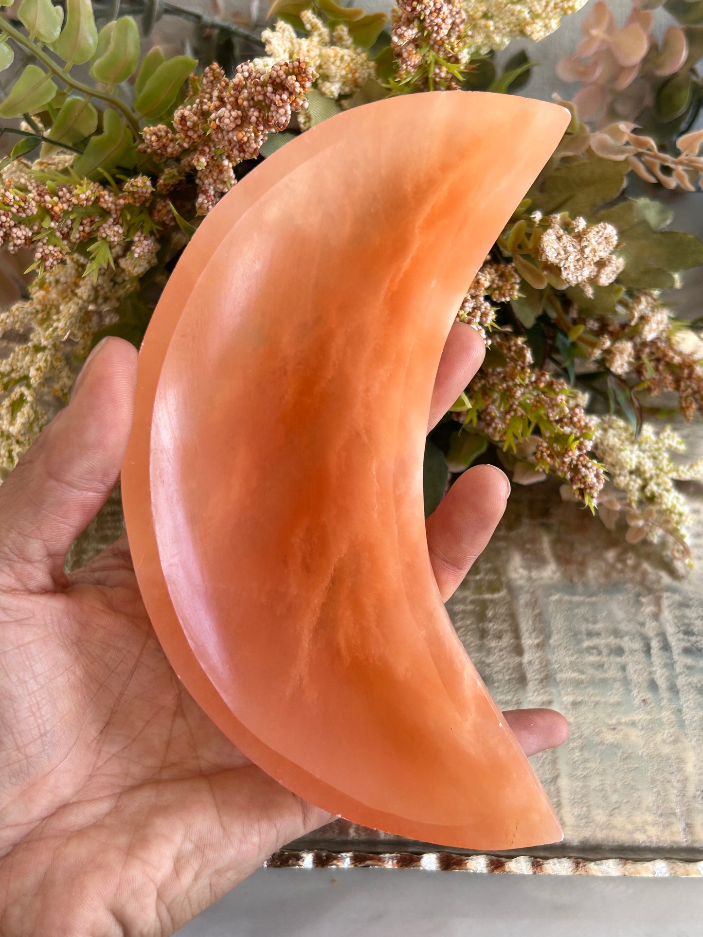 Orange Selenite Moon Bowl