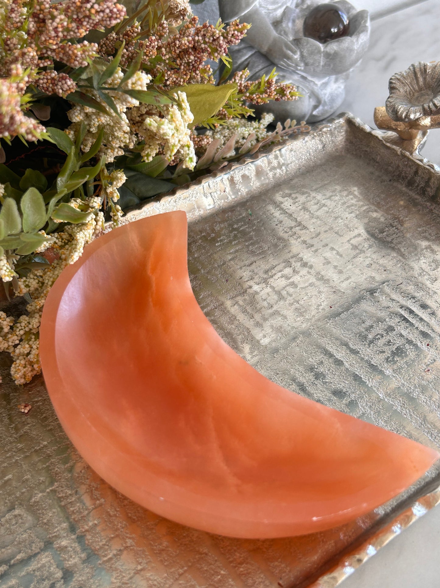 Orange Selenite Moon Bowl