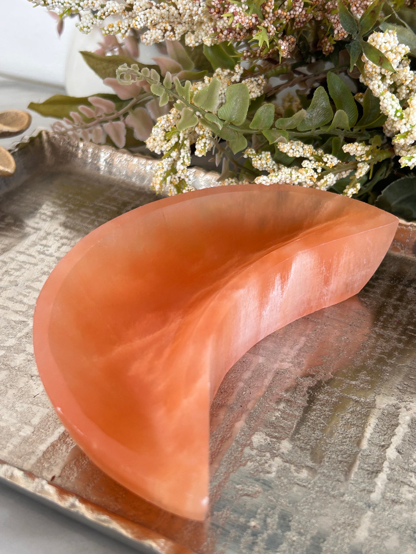 Orange Selenite Moon Bowl