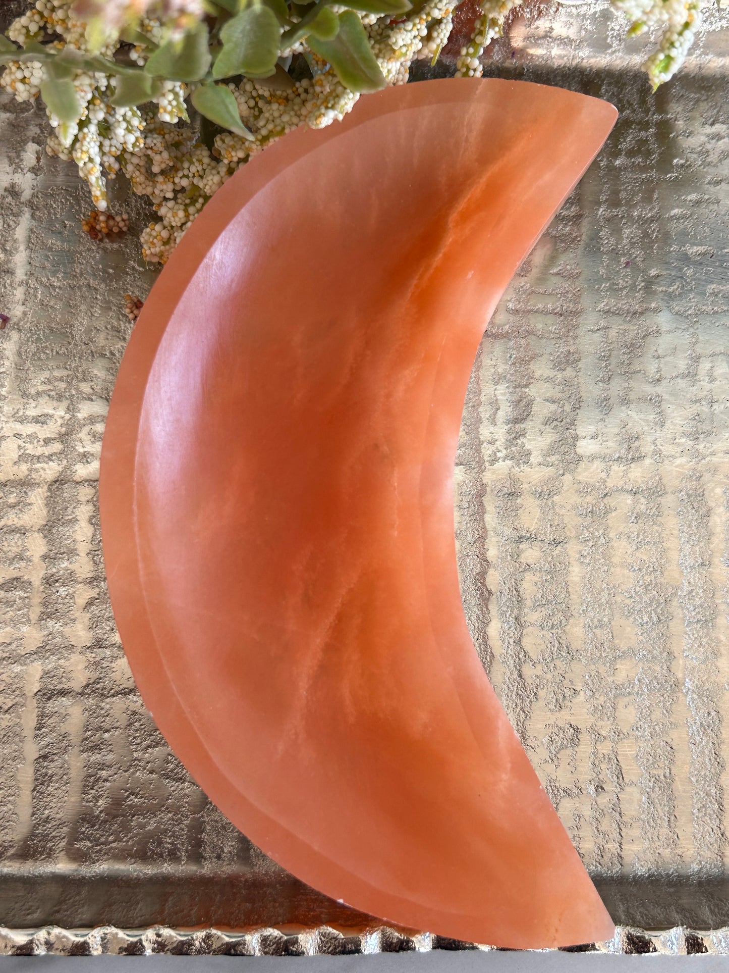 Orange Selenite Moon Bowl