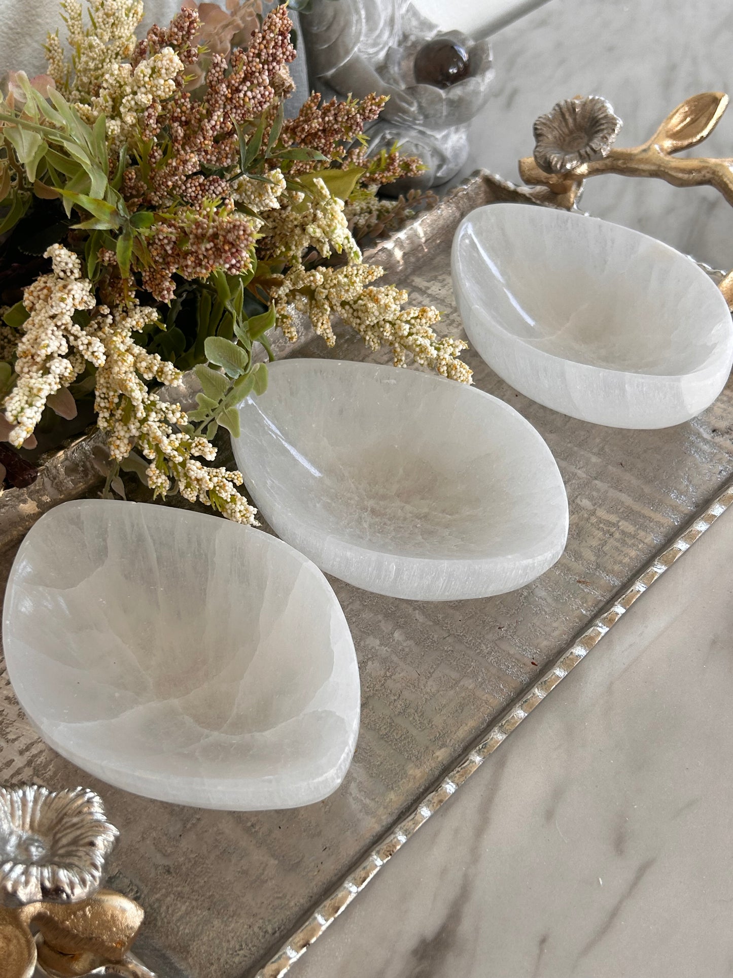 Selenite Oval Bowl