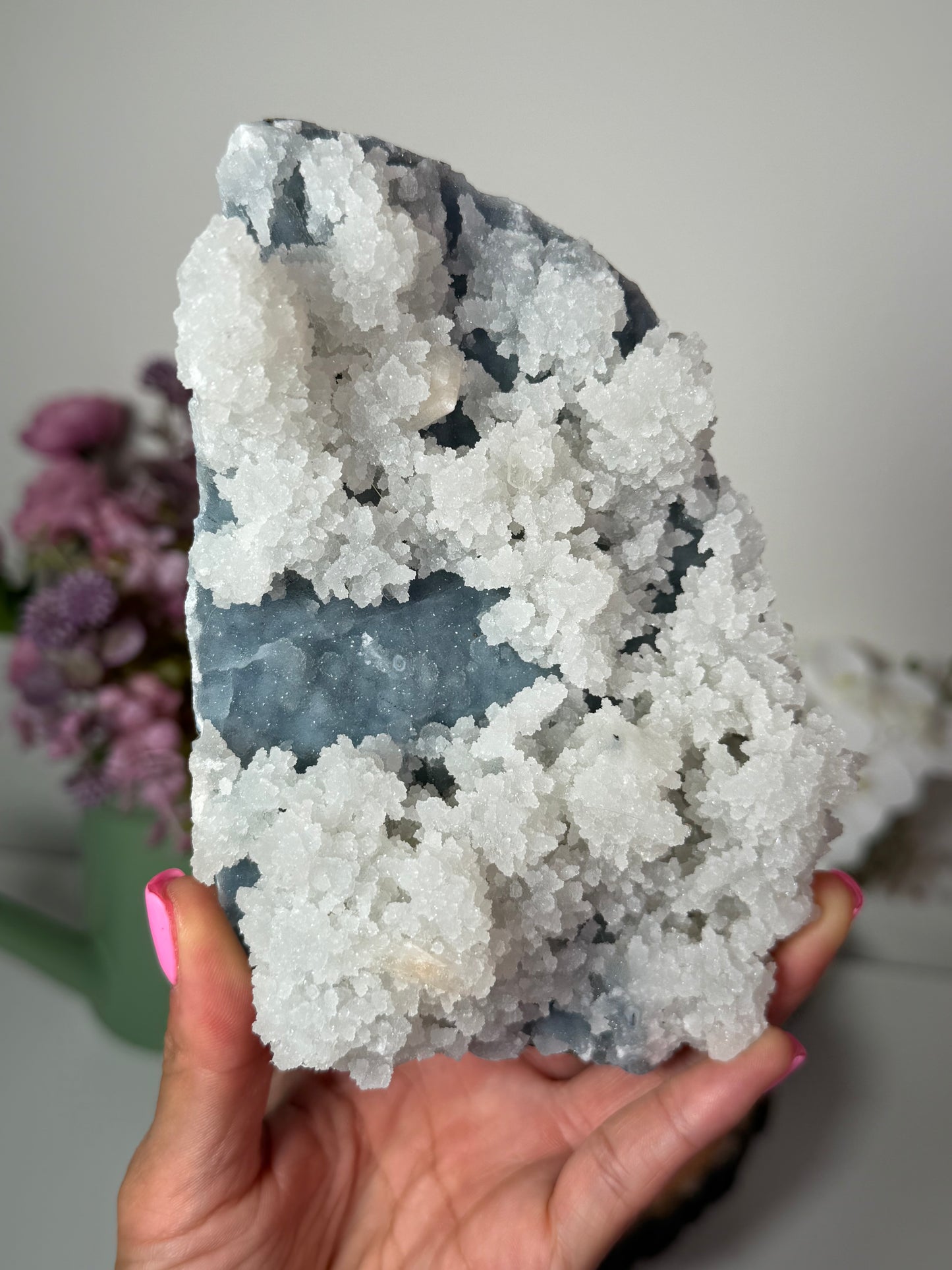 "Arctic Dream" Blue Chalcedony Stilbite, Prehnite 139