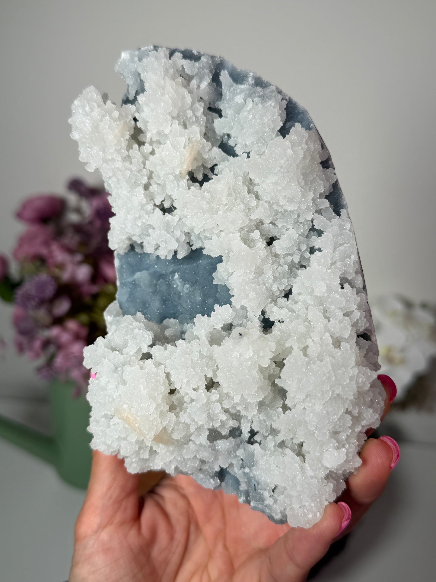 "Arctic Dream" Blue Chalcedony Stilbite, Prehnite 139