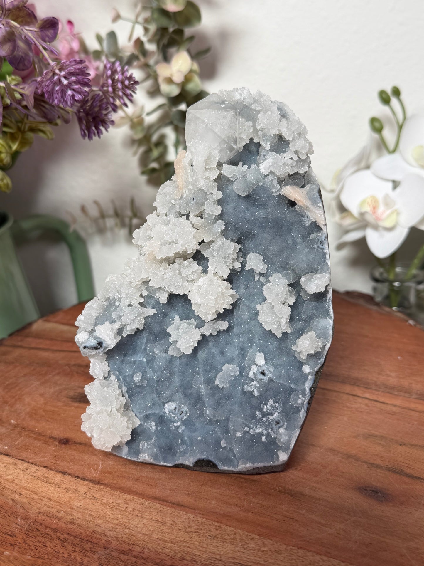 "Arctic Dream" Blue Chalcedony Stilbite, Prehnite 165