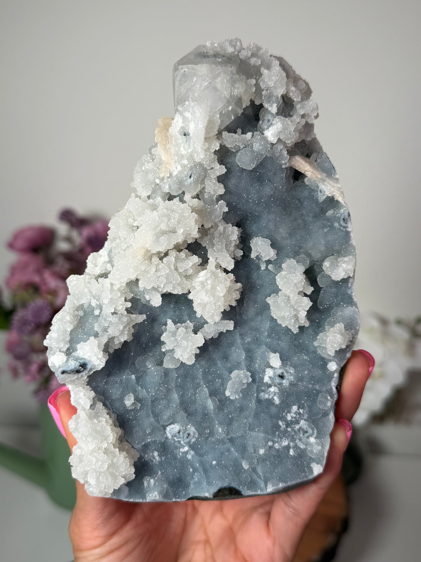 "Arctic Dream" Blue Chalcedony Stilbite, Prehnite 165
