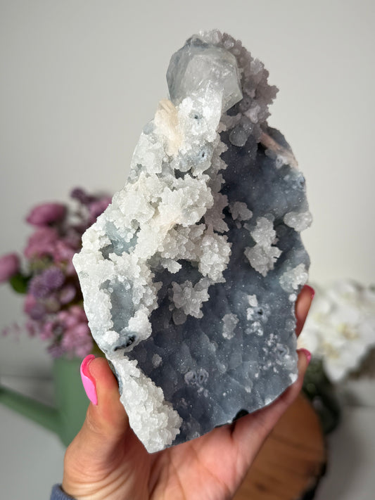 "Arctic Dream" Blue Chalcedony Stilbite, Prehnite 165