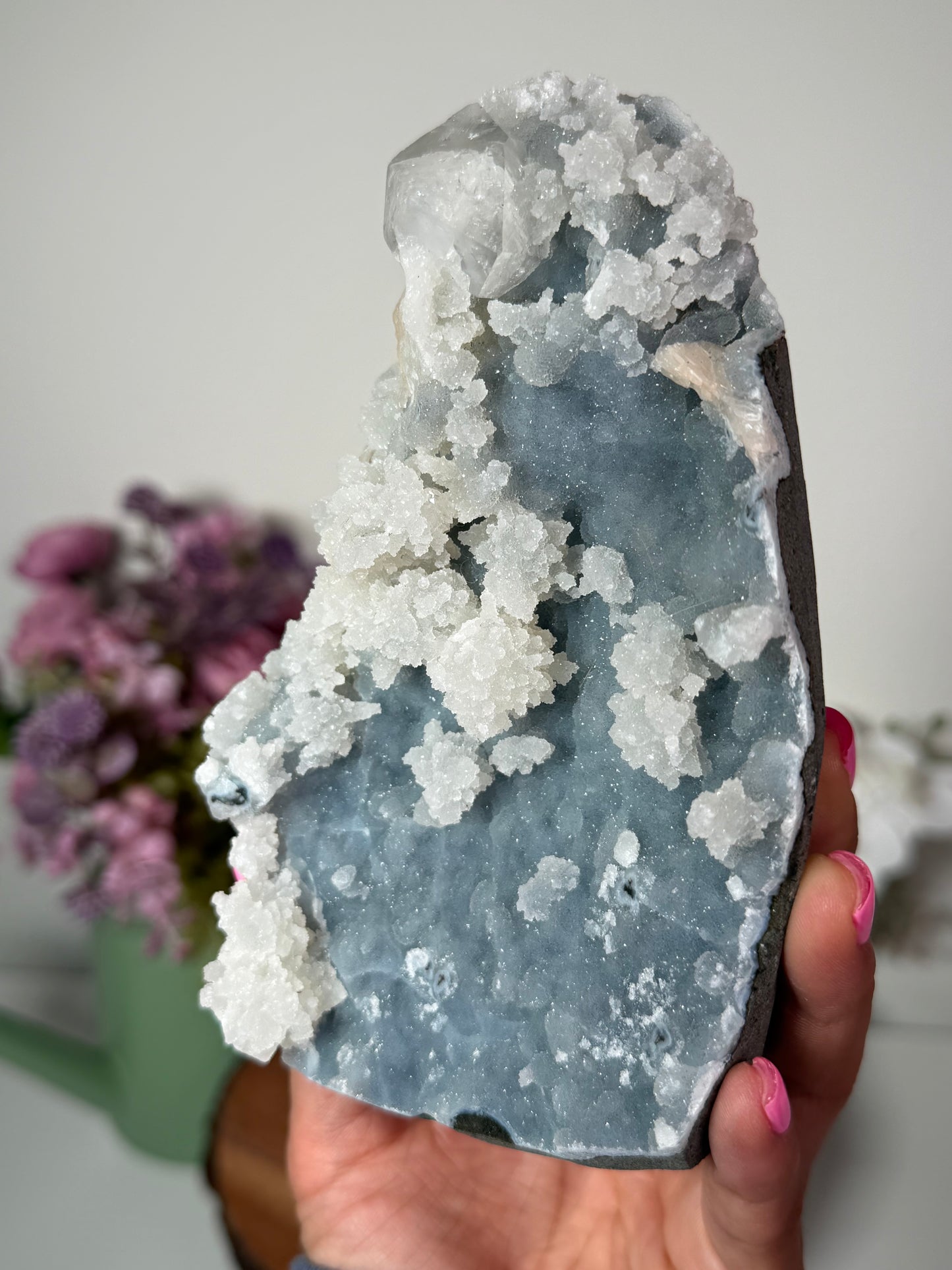 "Arctic Dream" Blue Chalcedony Stilbite, Prehnite 165