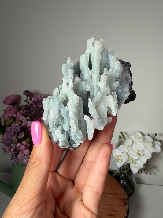 "Winter's Crown" Blue Chalcedony Stalactite with "Winter's Crown" Blue Chalcedony Stalactite with Heulandite, Stilbite, Prehnite 67