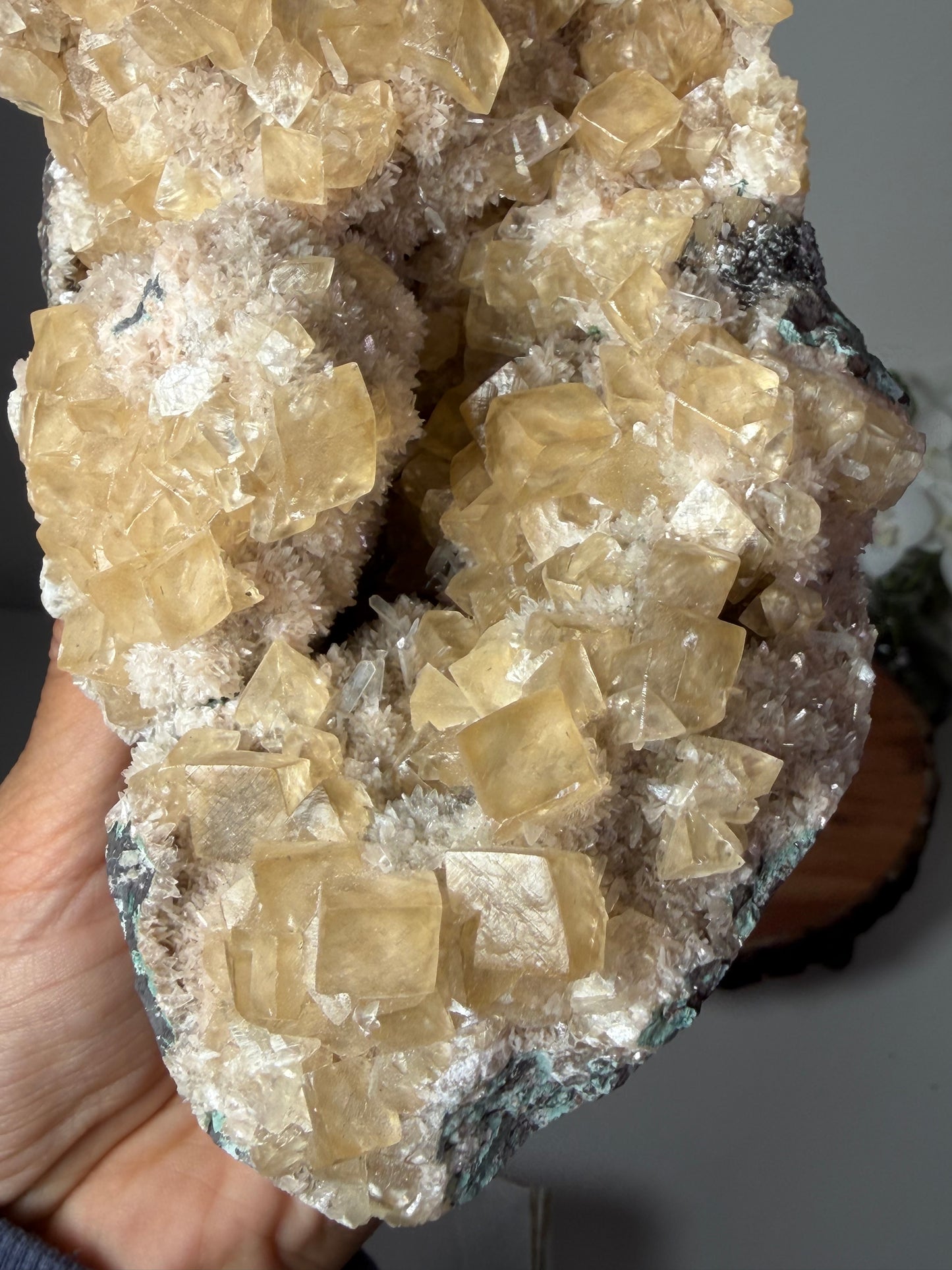 Honey Calcite on Micro Heulandite, India 176