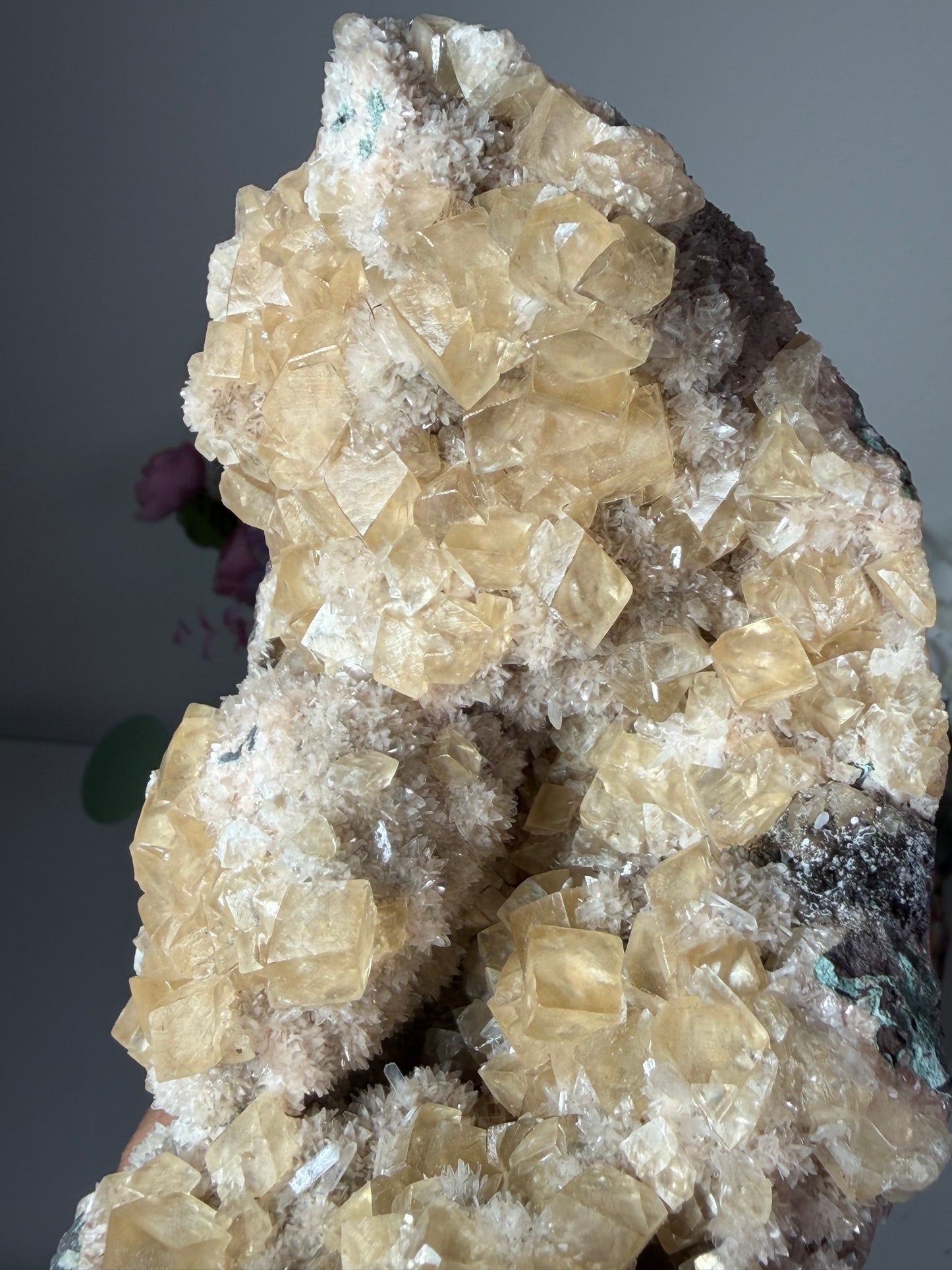 Honey Calcite on Micro Heulandite, India 176