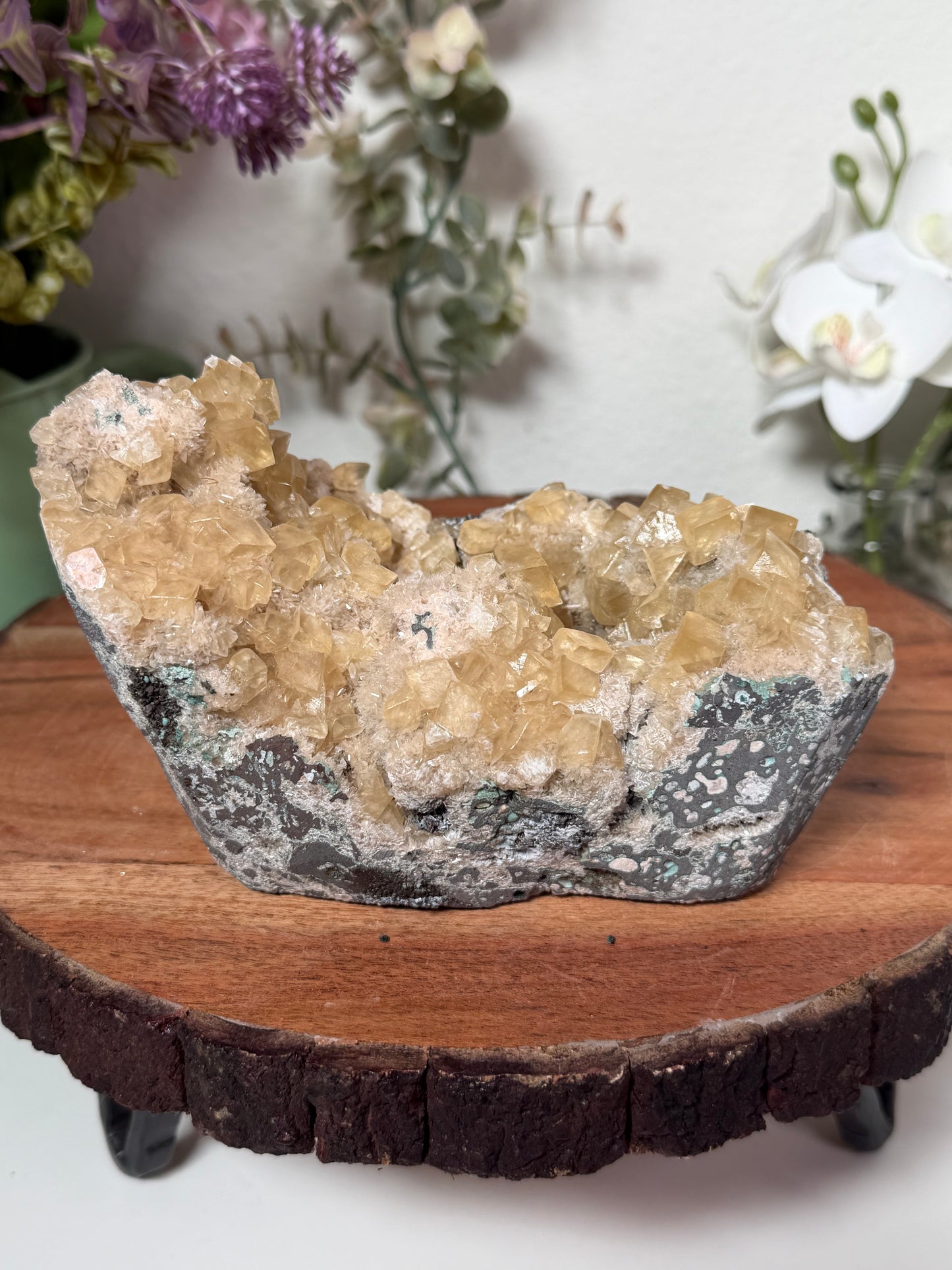 Honey Calcite on Micro Heulandite, India 176