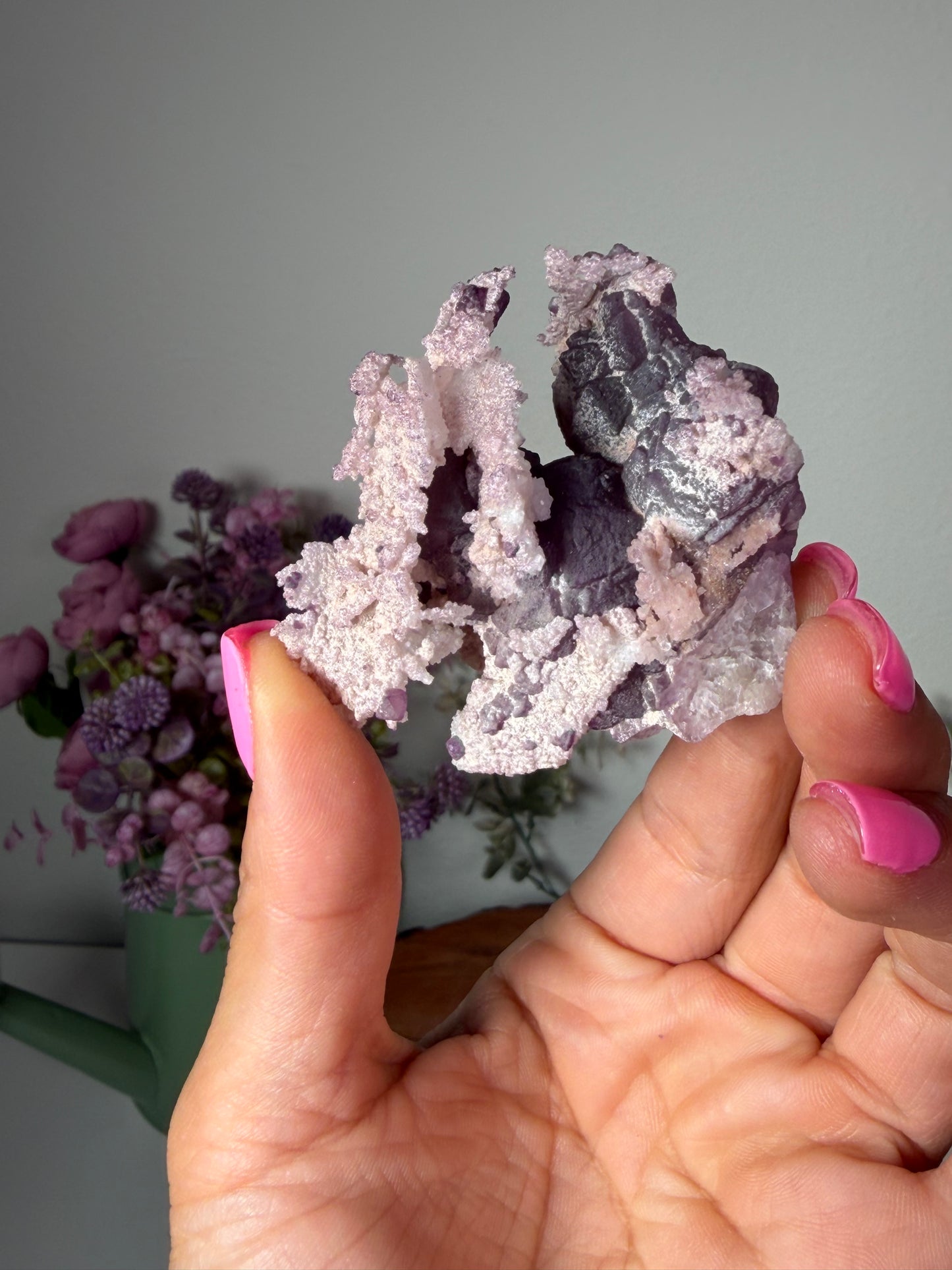 Tombstone AZ, Purple Fluorite with Quartz Epimorphs 114