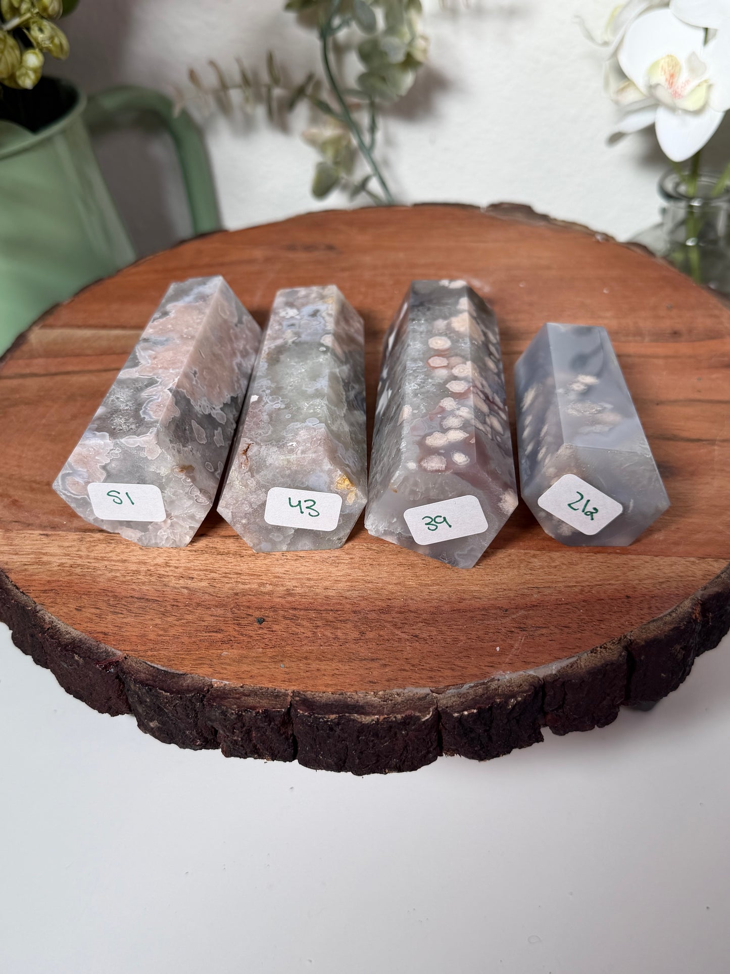 Green Quartz Flower Agate Tower