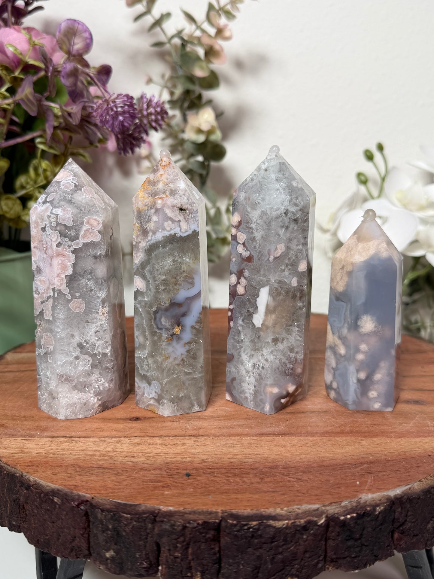 Green Quartz Flower Agate Tower