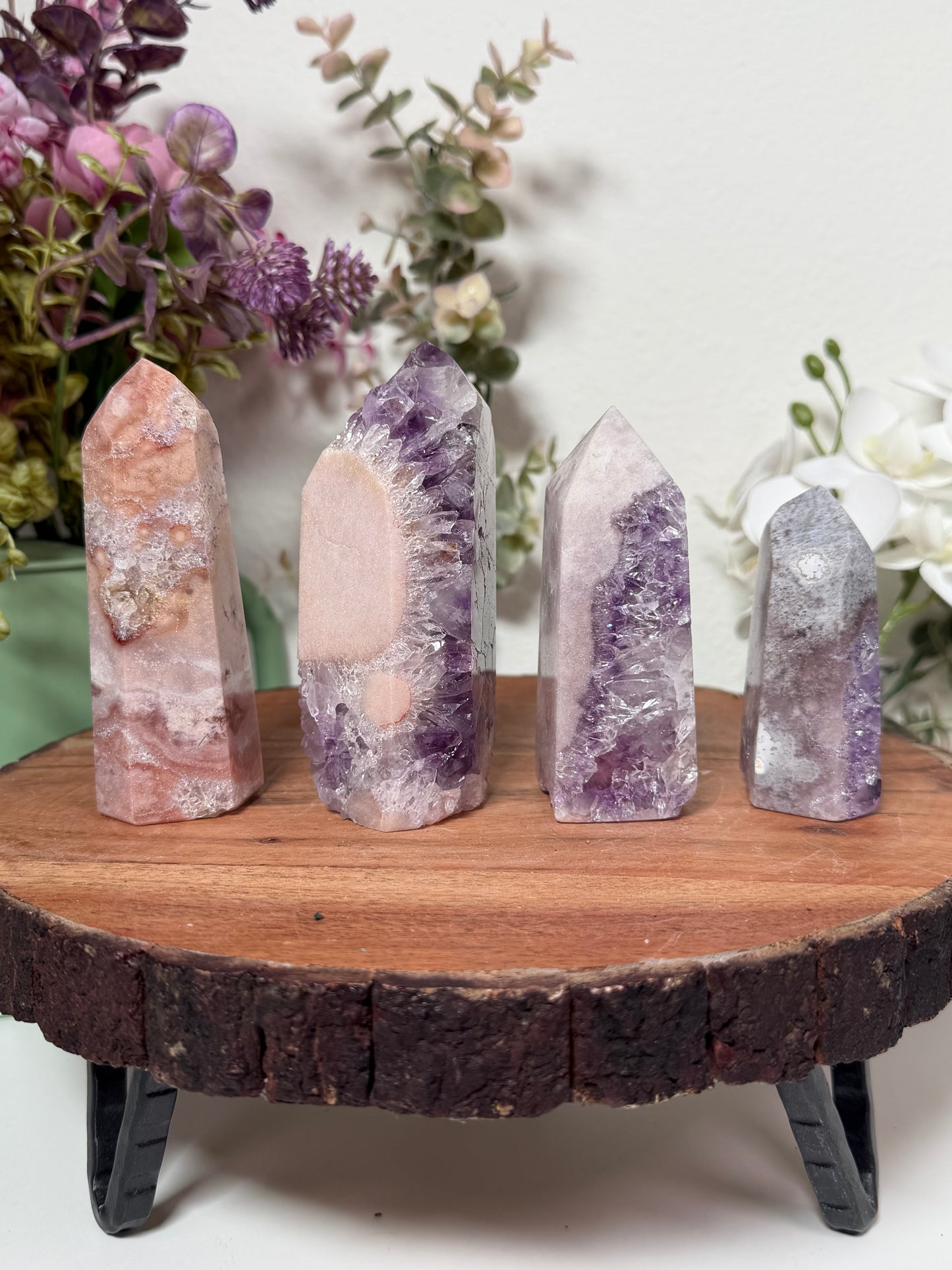 Pink and Purple Amethyst with Flower Agate Tower 65, 138, 71, 50