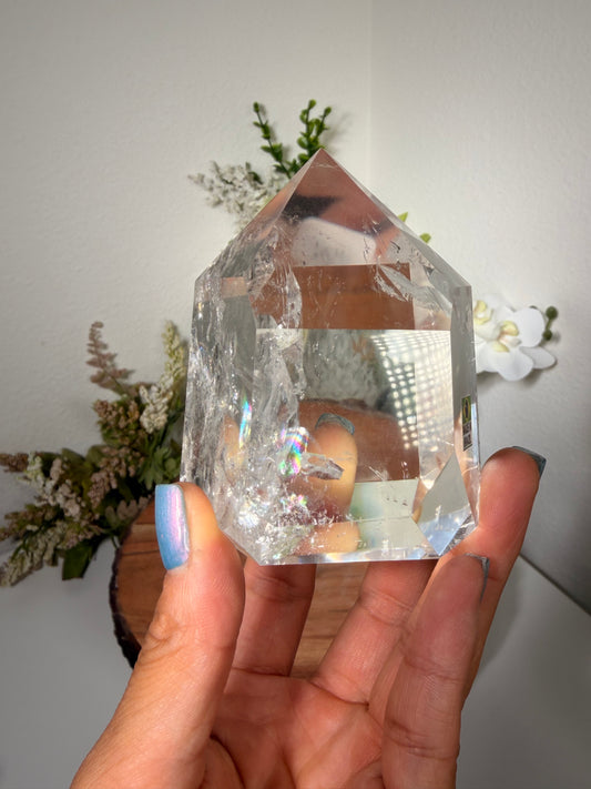 Clear Quartz Tower filled with Rainbows 110
