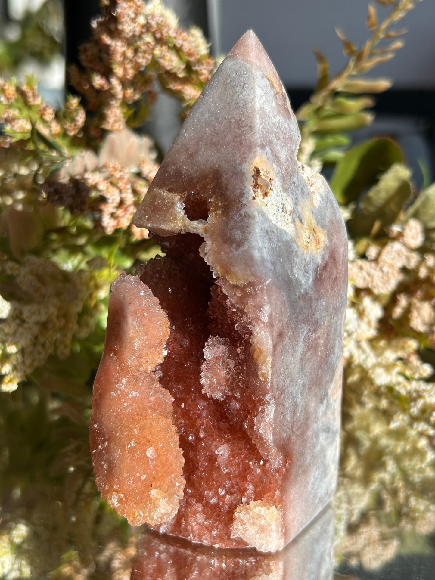 Pink Amethyst Druzy Tower Statement