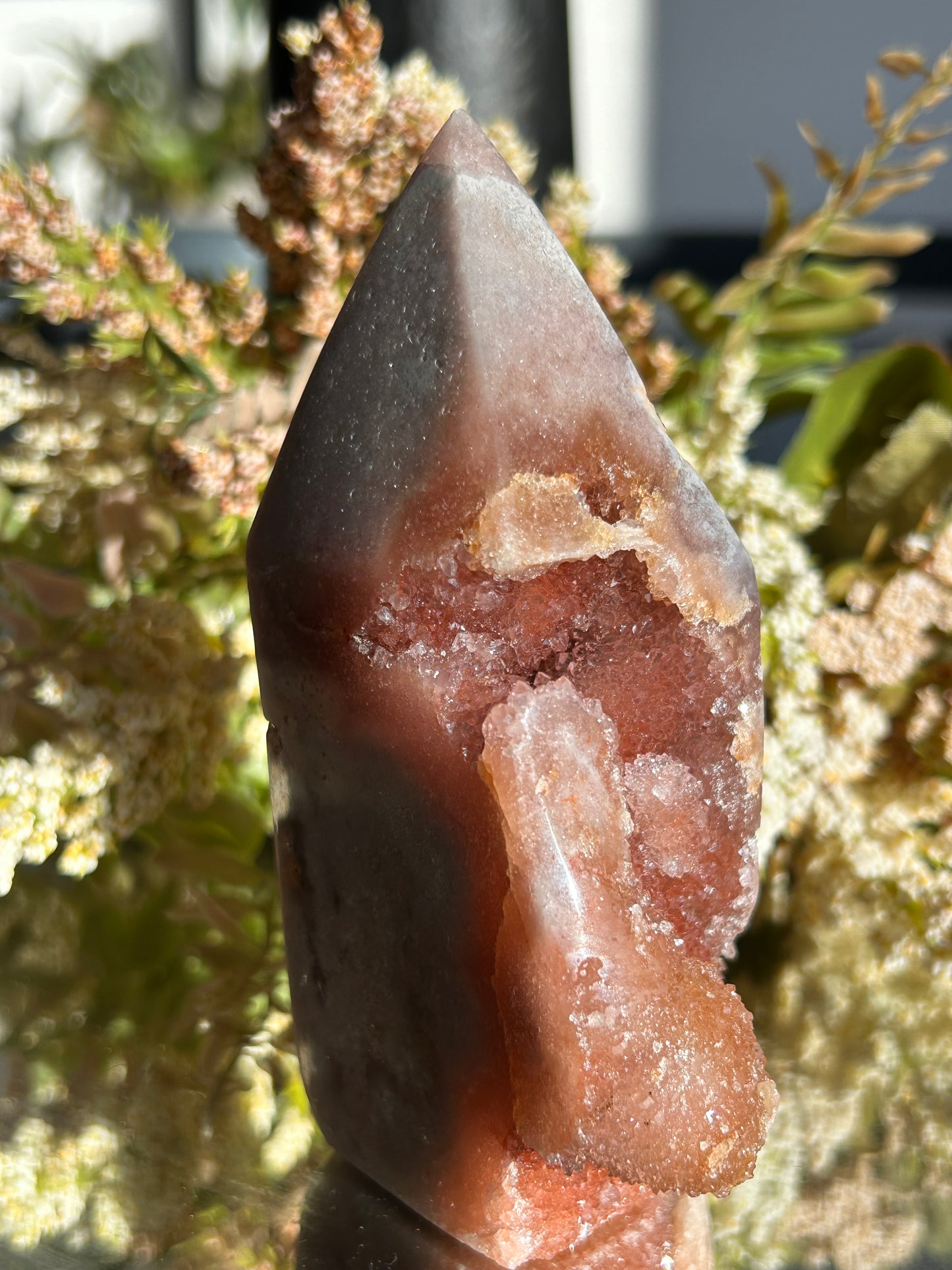 Pink Amethyst Druzy Tower Statement