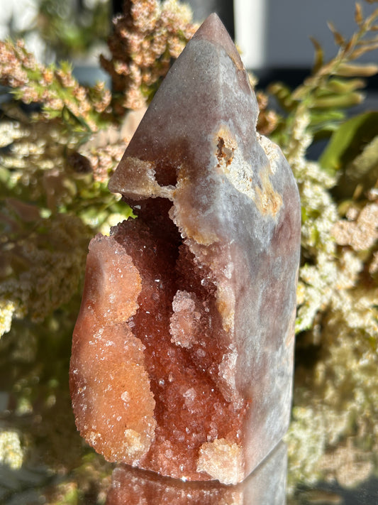 Pink Amethyst Druzy Tower Statement