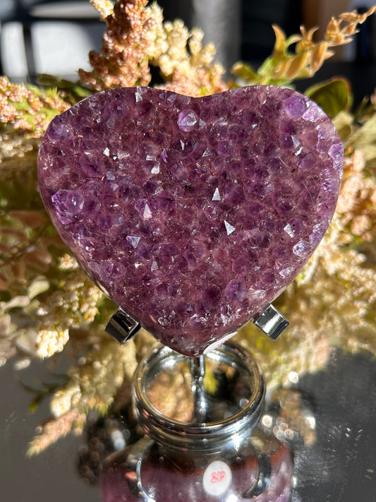 Rainbow Amethyst Heart w\ stand