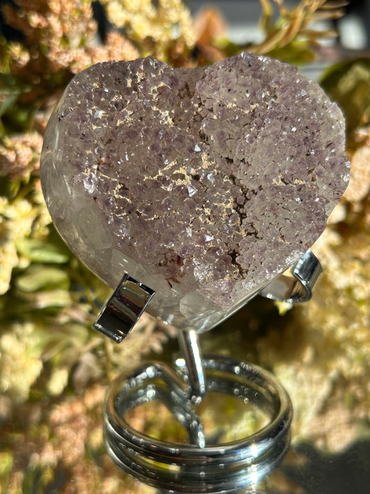 Rainbow Amethyst Heart w\ stand