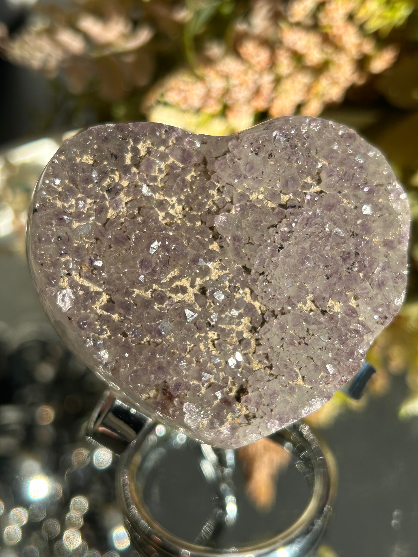 Rainbow Amethyst Heart w\ stand